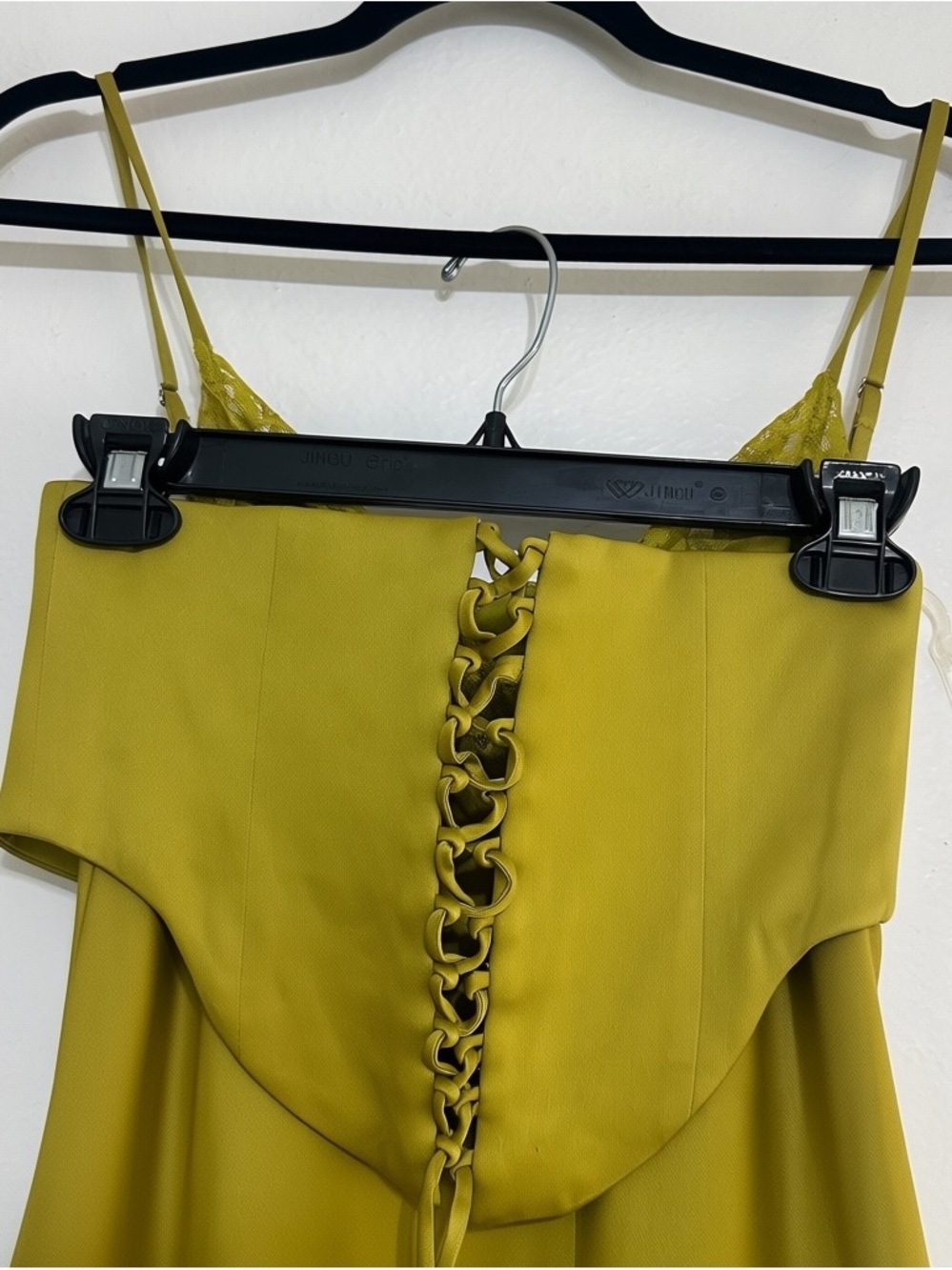 NEW House of CB Salma Olive Green Lace Trim Satin Corset Slip Dress, Medium - Picture 11 of 13
